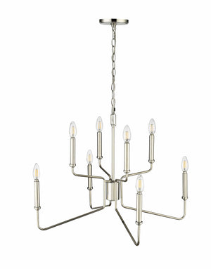 Chandeliers 8 Lamps Raven Chandelier - Polished Nickel - 28in Diameter - E12 Candelabra Base