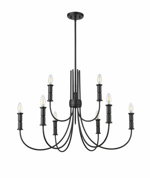 Chandeliers 9 Lamps Potiss Chandelier - Matte Black - 34in Diameter - E12 Candelabra Base