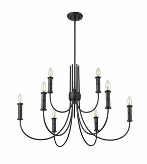 Chandeliers 9 Lamps Potiss Chandelier - Matte Black - 34in Diameter - E12 Candelabra Base