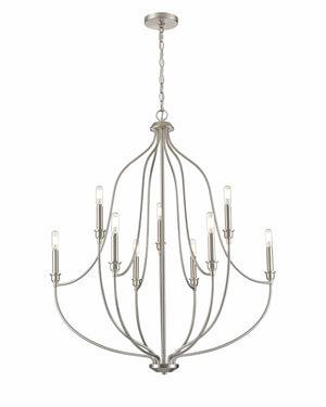 Chandeliers 9 Lamps Senoia Chandelier - Brushed Nickel - 32.5in Diameter - E12 Candelabra Base