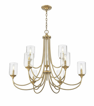 Chandeliers 9 Lamps Waddingham Chandelier - Vintage Brass - 35.4in Diameter - E12 Candelabra Base