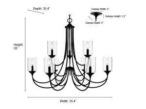 Chandeliers 9 Lamps Waddingham Chandelier - Vintage Brass - 35.4in Diameter - E12 Candelabra Base