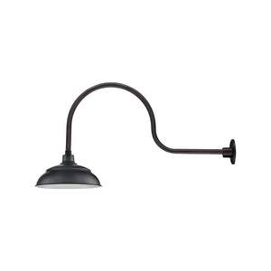 14'' Satin Black Aluminum Warehouse Shade With Gooseneck