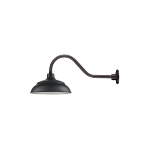 17'' Satin Black Aluminum Warehouse Shade With Gooseneck