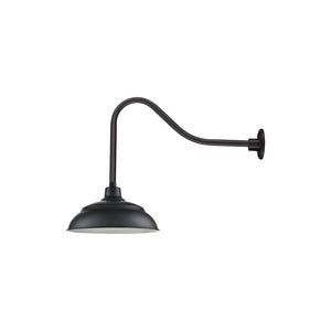 17'' Satin Black Aluminum Warehouse Shade With Gooseneck