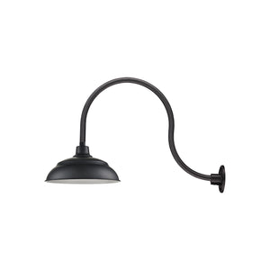 17'' Satin Black Aluminum Warehouse Shade With Gooseneck