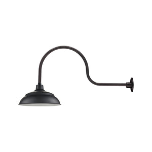 17'' Satin Black Aluminum Warehouse Shade With Gooseneck