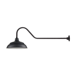 17'' Satin Black Aluminum Warehouse Shade With Gooseneck