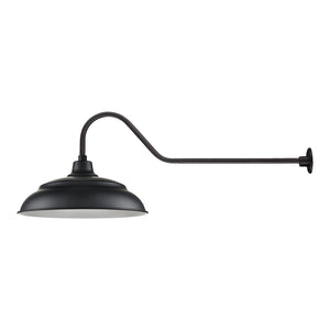 20'' Satin Black Aluminum Warehouse Shade With Gooseneck