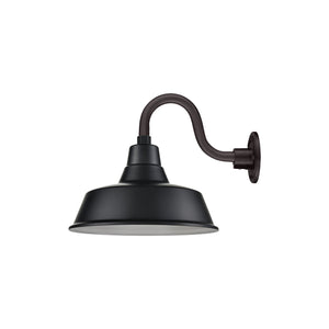 14'' Satin Black Classic Warehouse Shade With Gooseneck