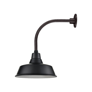 14'' Satin Black Classic Warehouse Shade With Gooseneck