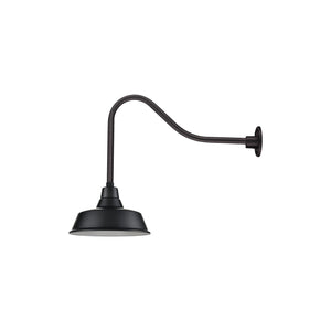 14'' Satin Black Classic Warehouse Shade With Gooseneck