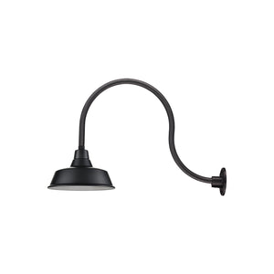 14'' Satin Black Classic Warehouse Shade With Gooseneck