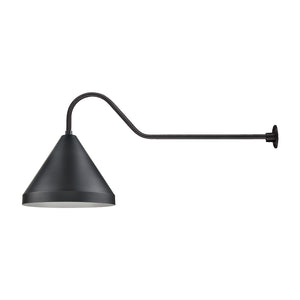 17'' Satin Black Cone Shade With Gooseneck