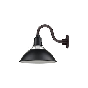 13'' Satin Black Glass Cone Shade With Gooseneck