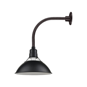 13'' Satin Black Glass Cone Shade With Gooseneck