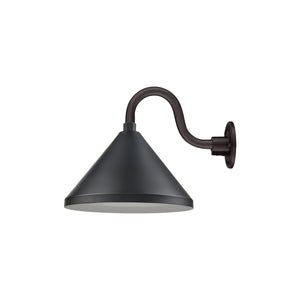 13'' Satin Black Wide Cone Shade With Gooseneck