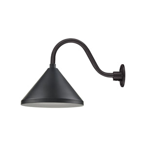 13'' Satin Black Wide Cone Shade With Gooseneck