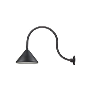 13'' Satin Black Wide Cone Shade With Gooseneck