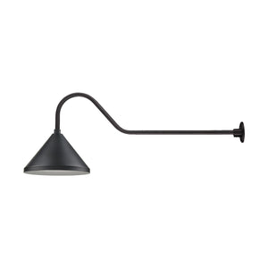 13'' Satin Black Wide Cone Shade With Gooseneck