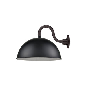 18'' Satin Black Wide Deep Bowl Shade With Gooseneck