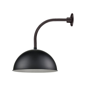 18'' Satin Black Wide Deep Bowl Shade With Gooseneck