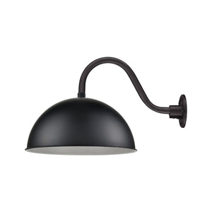 18'' Satin Black Wide Deep Bowl Shade With Gooseneck