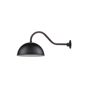 18'' Satin Black Wide Deep Bowl Shade With Gooseneck