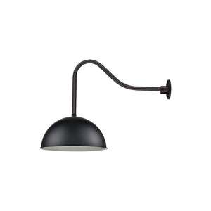 18'' Satin Black Wide Deep Bowl Shade With Gooseneck