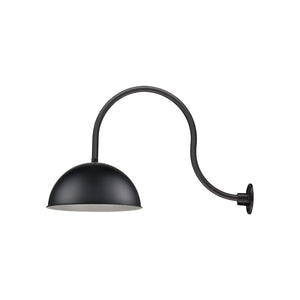 18'' Satin Black Wide Deep Bowl Shade With Gooseneck