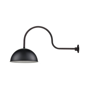 18'' Satin Black Wide Deep Bowl Shade With Gooseneck