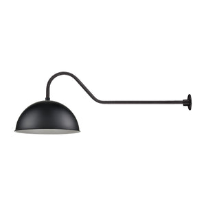 18'' Satin Black Wide Deep Bowl Shade With Gooseneck