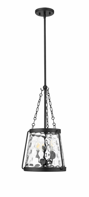 Pendant Fixtures Adabella Pendant - Matte Black - Clear Hammered Glass - 11.75in. Diameter - E12 Candelabra Base