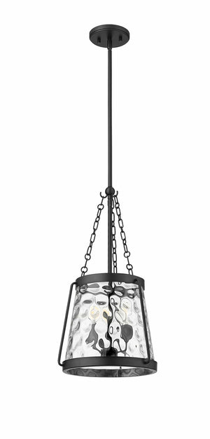 Pendant Fixtures Adabella Pendant - Matte Black - Clear Hammered Glass - 11.75in. Diameter - E12 Candelabra Base