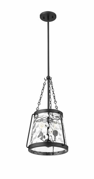 Pendant Fixtures Adabella Pendant - Matte Black - Clear Hammered Glass - 11.75in. Diameter - E12 Candelabra Base