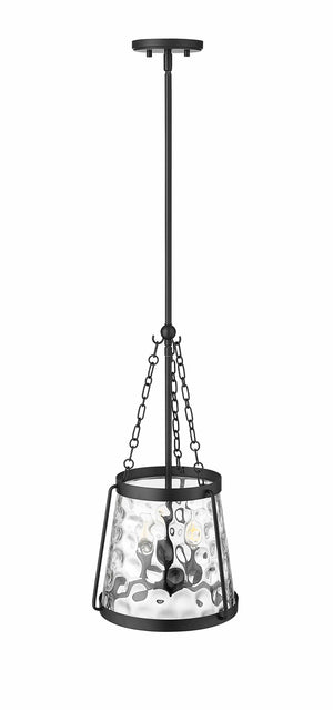 Pendant Fixtures Adabella Pendant - Matte Black - Clear Hammered Glass - 11.75in. Diameter - E12 Candelabra Base