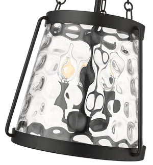 Pendant Fixtures Adabella Pendant - Matte Black - Clear Hammered Glass - 11.75in. Diameter - E12 Candelabra Base