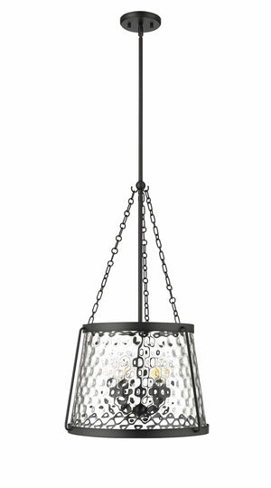 Pendant Fixtures Adabella Pendant - Matte Black - Clear Hammered Glass - 18.125in. Diameter - E12 Candelabra Base