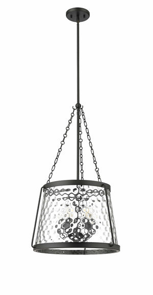 Pendant Fixtures Adabella Pendant - Matte Black - Clear Hammered Glass - 18.125in. Diameter - E12 Candelabra Base