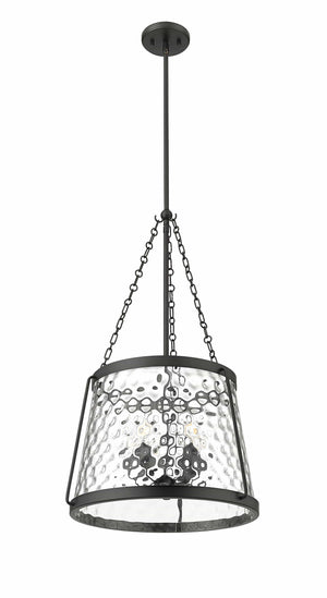 Pendant Fixtures Adabella Pendant - Matte Black - Clear Hammered Glass - 18.125in. Diameter - E12 Candelabra Base