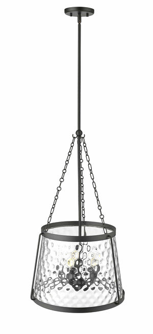 Pendant Fixtures Adabella Pendant - Matte Black - Clear Hammered Glass - 18.125in. Diameter - E12 Candelabra Base