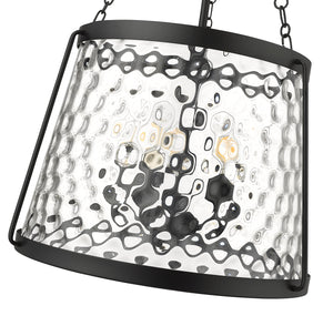 Pendant Fixtures Adabella Pendant - Matte Black - Clear Hammered Glass - 18.125in. Diameter - E12 Candelabra Base