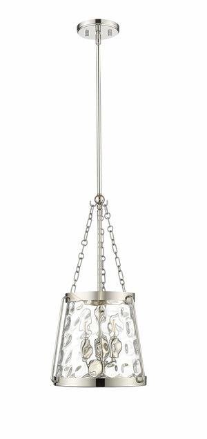 Pendant Fixtures Adabella Pendant - Polished Nickel - Clear Hammered Glass - 11.75in. Diameter - E12 Candelabra Base