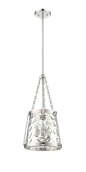 Pendant Fixtures Adabella Pendant - Polished Nickel - Clear Hammered Glass - 11.75in. Diameter - E12 Candelabra Base