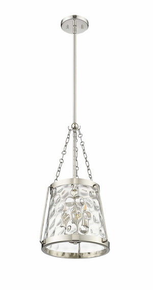 Pendant Fixtures Adabella Pendant - Polished Nickel - Clear Hammered Glass - 11.75in. Diameter - E12 Candelabra Base