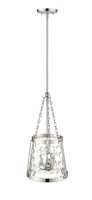 Pendant Fixtures Adabella Pendant - Polished Nickel - Clear Hammered Glass - 11.75in. Diameter - E12 Candelabra Base