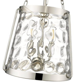 Pendant Fixtures Adabella Pendant - Polished Nickel - Clear Hammered Glass - 11.75in. Diameter - E12 Candelabra Base