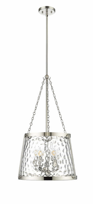 Pendant Fixtures Adabella Pendant - Polished Nickel - Clear Hammered Glass - 18.125in. Diameter - E12 Candelabra Base