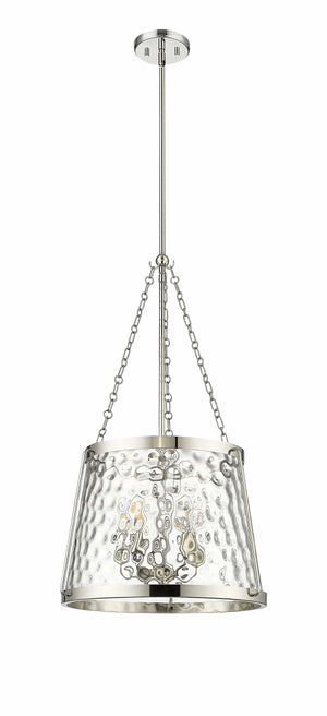 Pendant Fixtures Adabella Pendant - Polished Nickel - Clear Hammered Glass - 18.125in. Diameter - E12 Candelabra Base