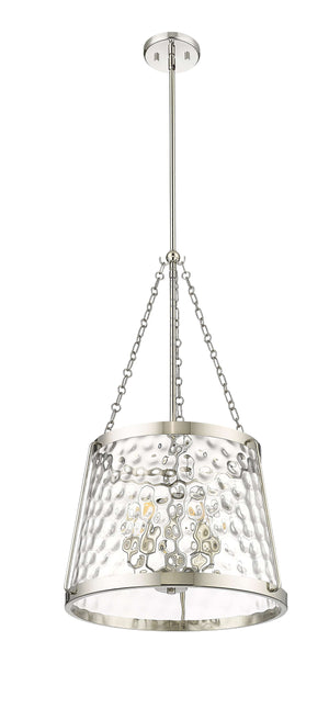 Pendant Fixtures Adabella Pendant - Polished Nickel - Clear Hammered Glass - 18.125in. Diameter - E12 Candelabra Base